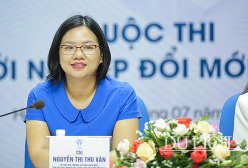 Phó Chủ tịch Thường trực Hội Liên hiệp Thanh niên Việt Nam Nguyễn Thị Thu Vân phát biểu tại cuộc họp báo